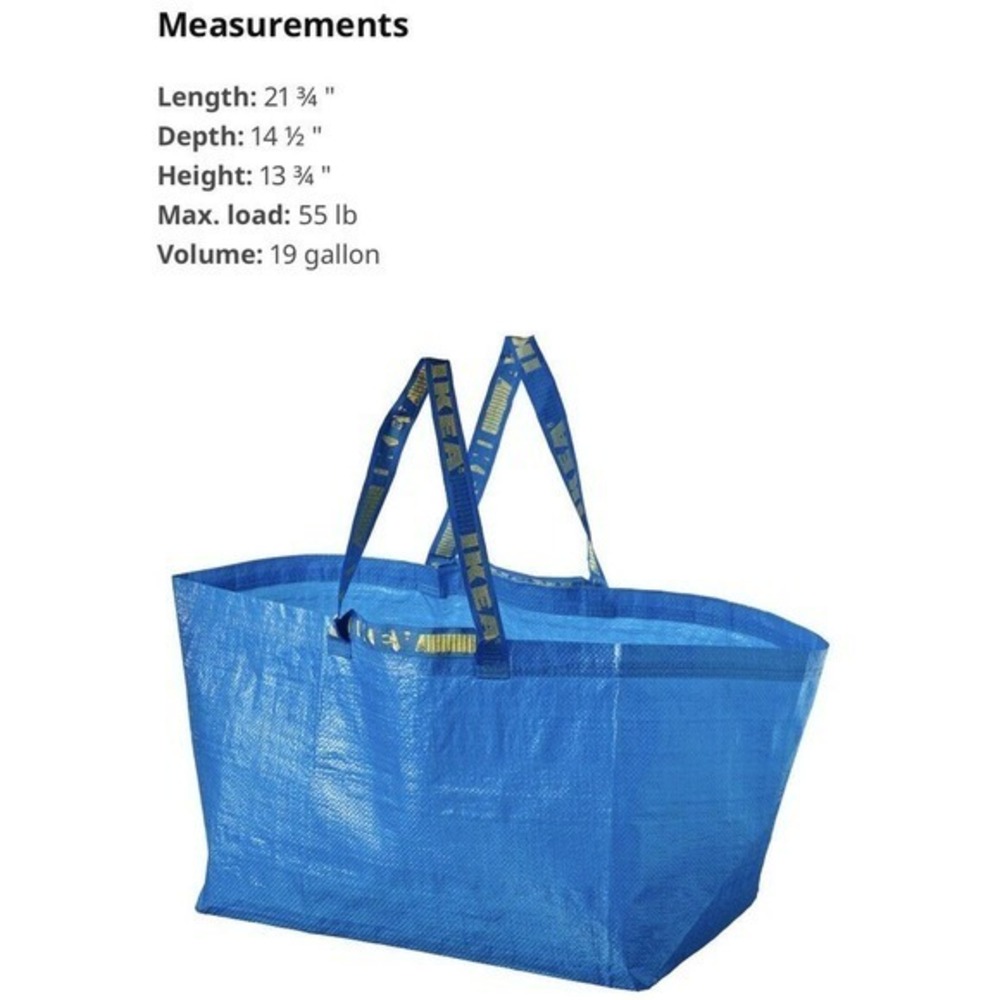 2 IKEA BAG Blue Large Size Sturdy Shopping Laundry Groceries Durable washable
